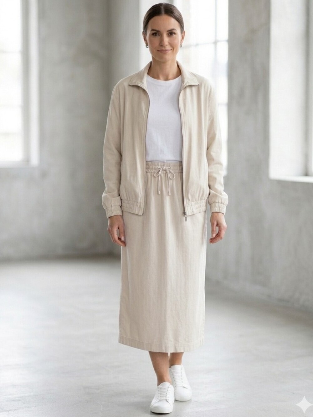 ZAFFIRI Vintage Jacket and Skirt Set, Cream, Made in Germany, Size 10 (UK 12)
